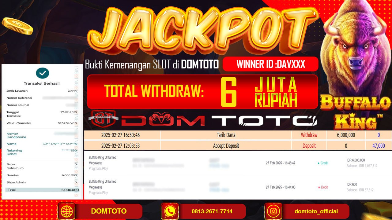 JACKPOT SLOT BUFFALO KING UNTAMED MEGAWAYS 27 FEBRUARI 2025